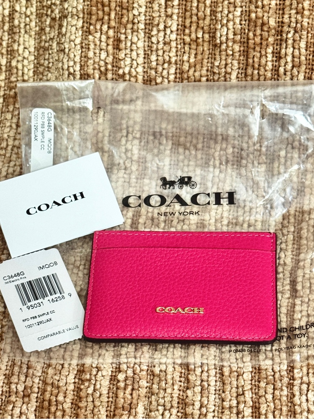 COACH Leather Electric Pink Card Case - Picture 11 of 15